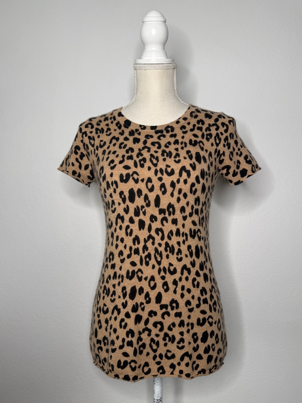 J. Crew Leopard Short Sleeve Crewneck Cashmere Tee